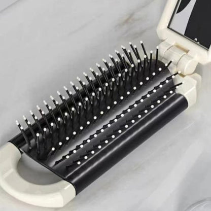 Folding Hair Brush With Mirror