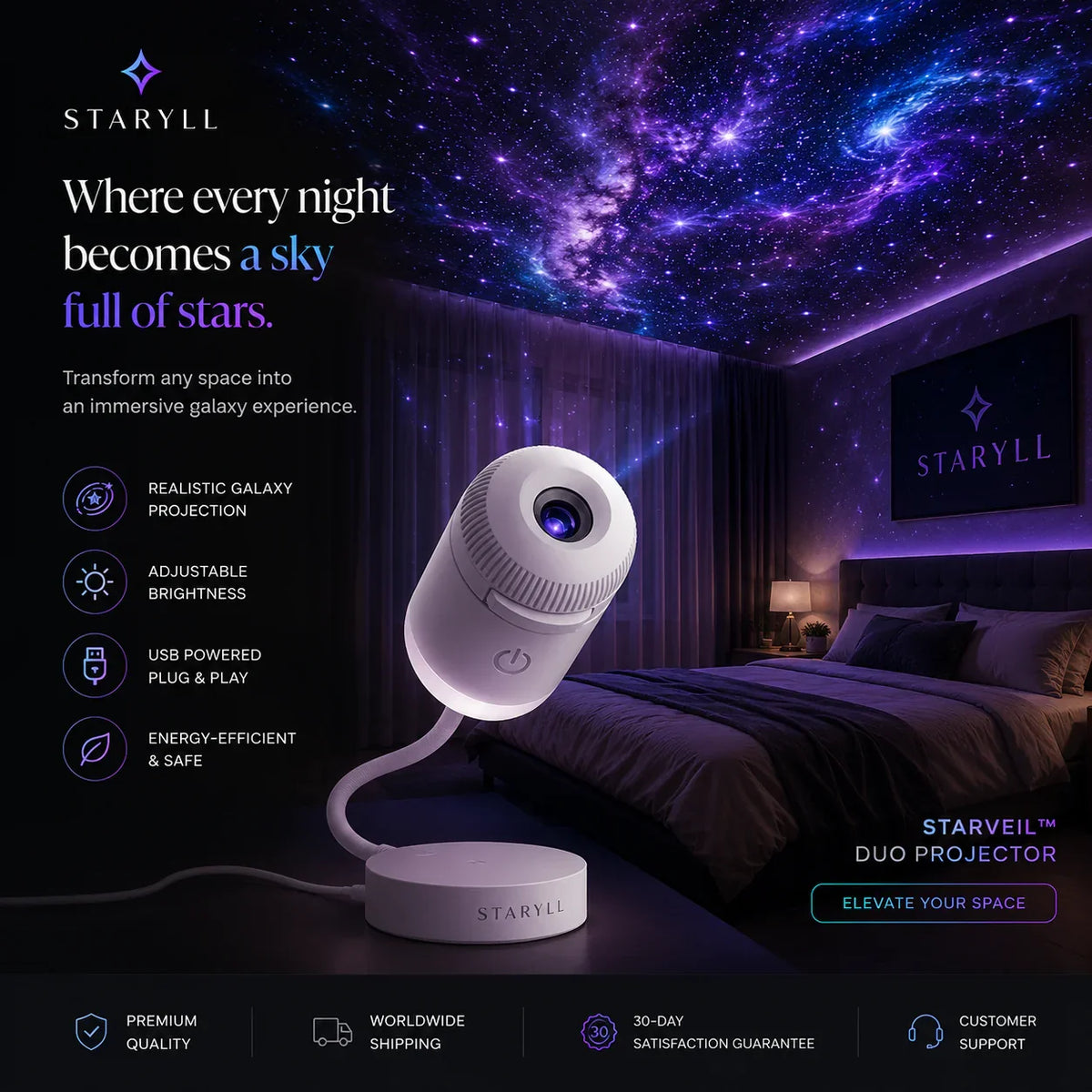 12-in-1 Galaxy Projector Night Light With 12 Projection Discs | 100% Original