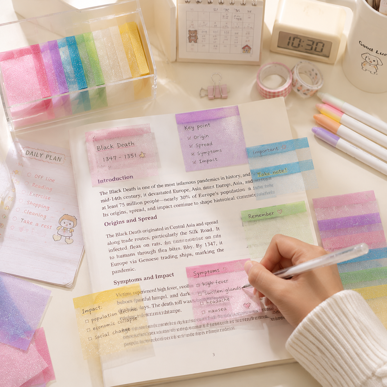 GlitterGlow Transparent Sticky Notes