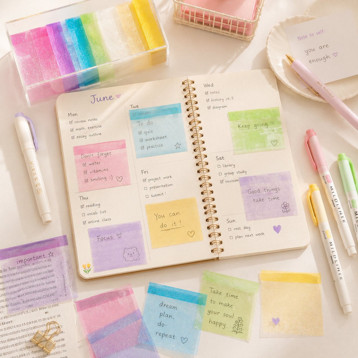 GlitterGlow Transparent Sticky Notes